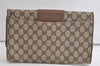 Authentic GUCCI Vintage Shoulder Clutch Bag GG PVC Leather Brown Junk 5073K