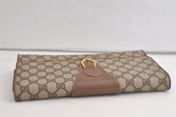 Authentic GUCCI Vintage Shoulder Clutch Bag GG PVC Leather Brown Junk 5073K
