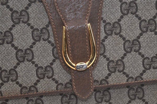Authentic GUCCI Vintage Shoulder Clutch Bag GG PVC Leather Brown Junk 5073K