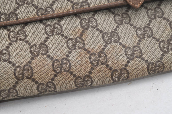Authentic GUCCI Vintage Shoulder Clutch Bag GG PVC Leather Brown Junk 5073K