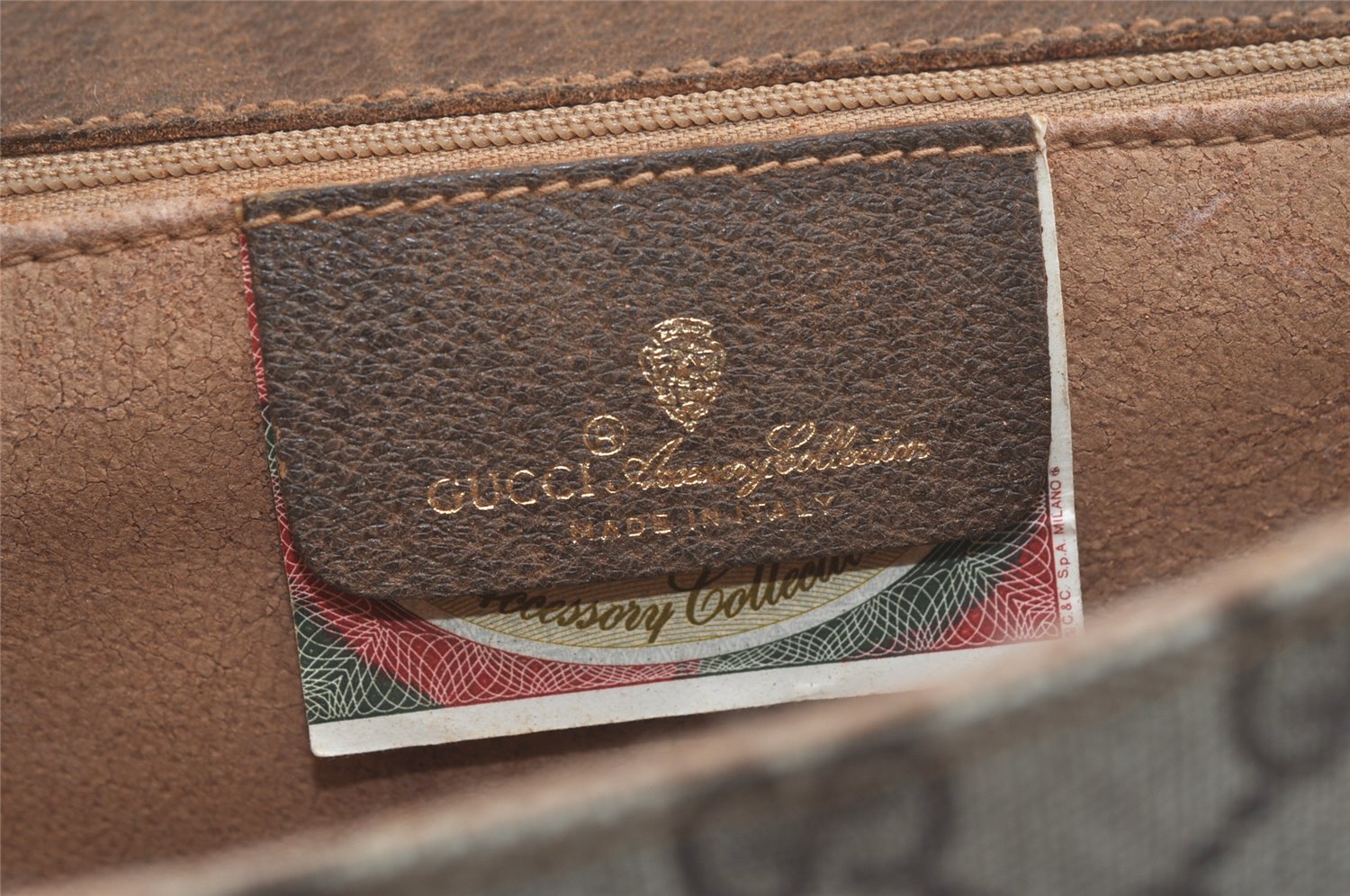 Authentic GUCCI Vintage Shoulder Clutch Bag GG PVC Leather Brown Junk 5073K