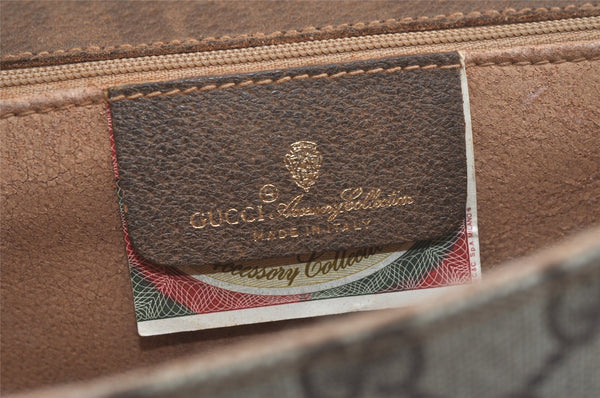 Authentic GUCCI Vintage Shoulder Clutch Bag GG PVC Leather Brown Junk 5073K