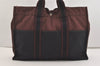 Authentic HERMES Fourre Tout MM Hand Tote Bag Canvas Black Bordeaux 5075J