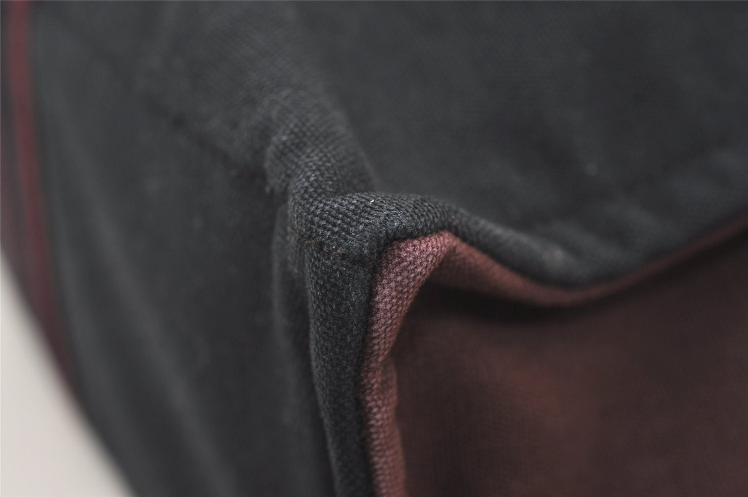 Authentic HERMES Fourre Tout MM Hand Tote Bag Canvas Black Bordeaux 5075J