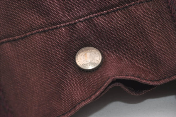 Authentic HERMES Fourre Tout MM Hand Tote Bag Canvas Black Bordeaux 5075J