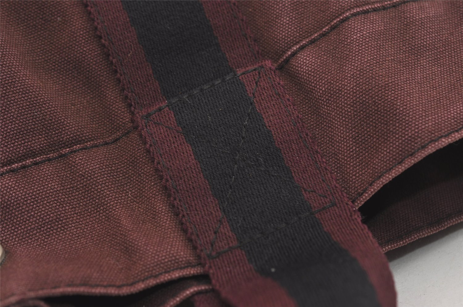 Authentic HERMES Fourre Tout MM Hand Tote Bag Canvas Black Bordeaux 5075J