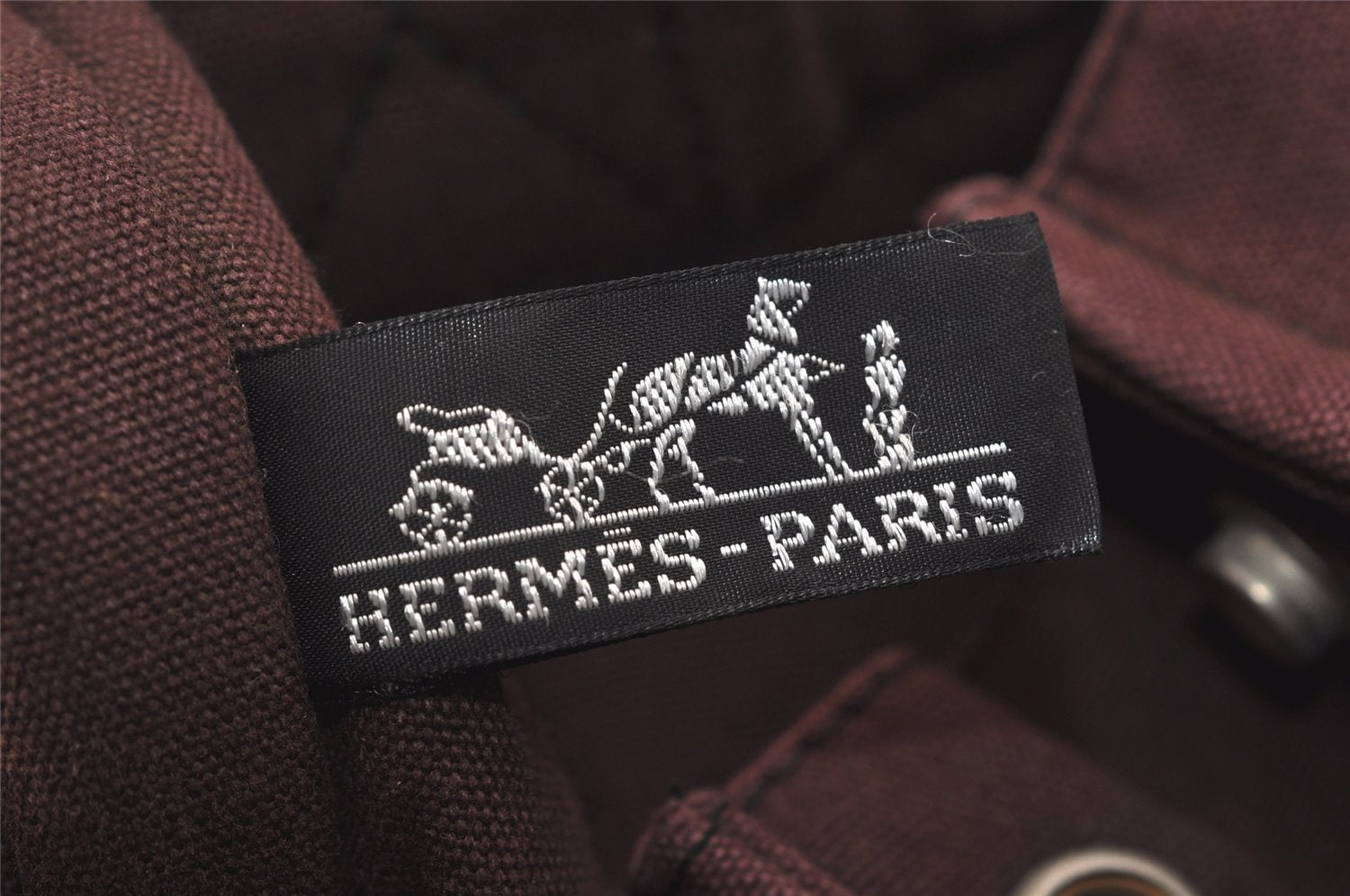 Authentic HERMES Fourre Tout MM Hand Tote Bag Canvas Black Bordeaux 5075J