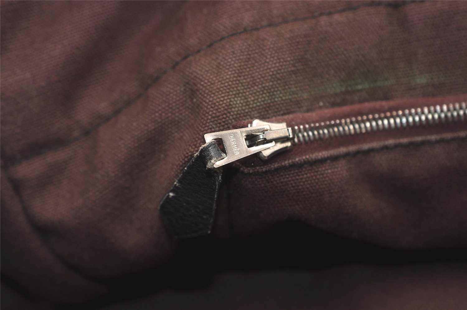 Authentic HERMES Fourre Tout MM Hand Tote Bag Canvas Black Bordeaux 5075J