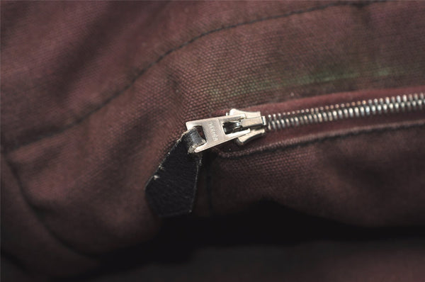 Authentic HERMES Fourre Tout MM Hand Tote Bag Canvas Black Bordeaux 5075J