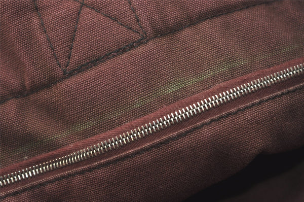 Authentic HERMES Fourre Tout MM Hand Tote Bag Canvas Black Bordeaux 5075J