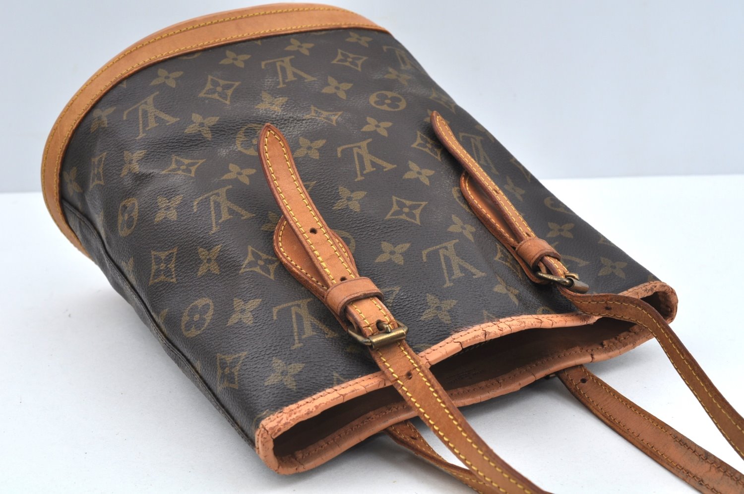 Auth Louis Vuitton Monogram Bucket PM Old Model Shoulder Tote Bag LV Junk 5076I