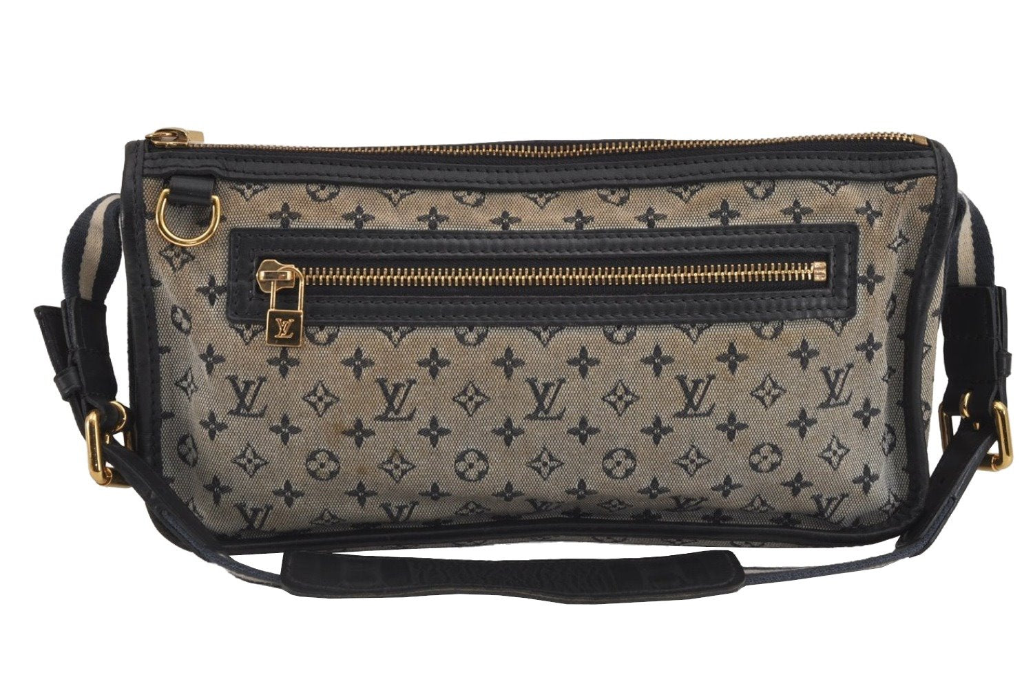 Auth Louis Vuitton Monogram Mini Pochette Kathleen Shoulder Bag Navy LV 5076J