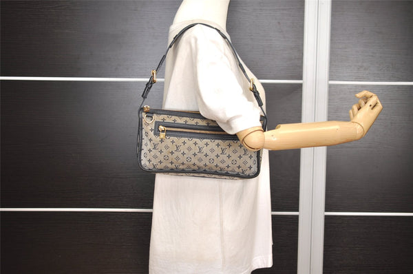 Auth Louis Vuitton Monogram Mini Pochette Kathleen Shoulder Bag Navy LV 5076J