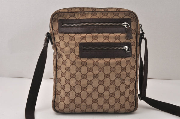 Authentic GUCCI Shoulder Cross Body Bag GG Canvas Leather 92551 Brown 5076K