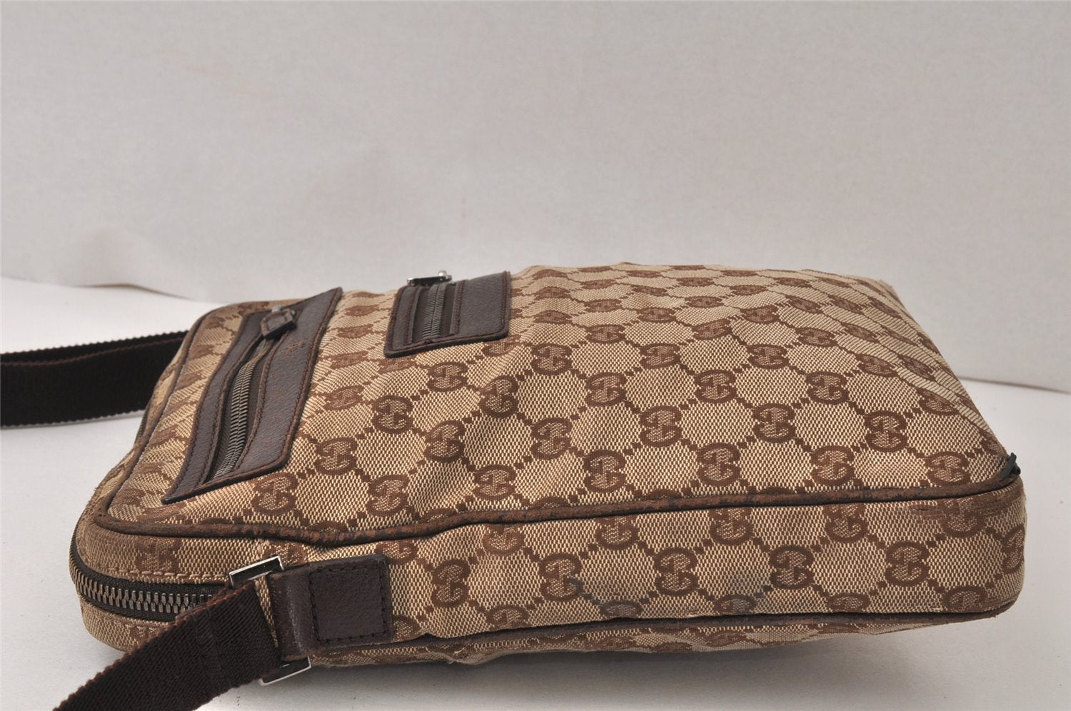 Authentic GUCCI Shoulder Cross Body Bag GG Canvas Leather 92551 Brown 5076K