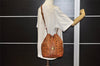 Authentic MCM Visetos Leather Shoulder Cross Body Drawstring Bag Brown 5077K