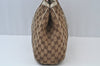 Authentic GUCCI Web Sherry Line Shoulder Tote Bag GG Canvas Leather Brown 5078I