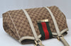 Authentic GUCCI Web Sherry Line Shoulder Tote Bag GG Canvas Leather Brown 5078I