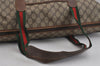 Authentic GUCCI Web Sherry Line Travel Boston Bag GG PVC Leather Brown 5079J