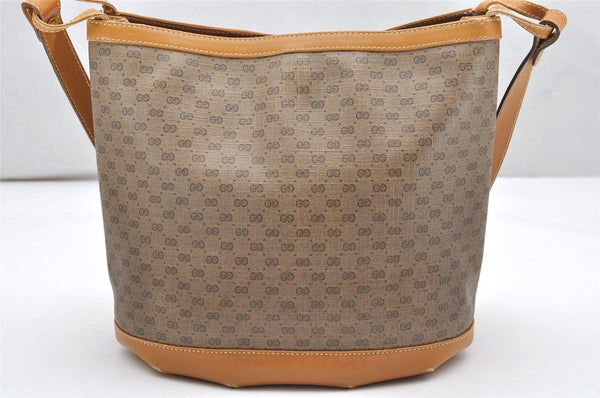 Authentic GUCCI Micro GG PVC Leather Shoulder Cross Body Bag Brown 5079K
