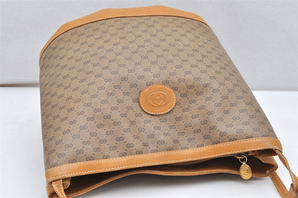 Authentic GUCCI Micro GG PVC Leather Shoulder Cross Body Bag Brown 5079K