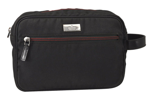 Authentic GUCCI Clutch Hand Bag Purse Nylon Leather 131224 Black Junk 5080K