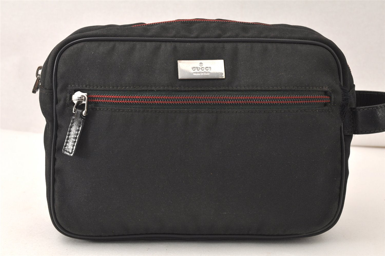 Authentic GUCCI Clutch Hand Bag Purse Nylon Leather 131224 Black Junk 5080K