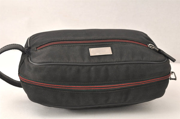 Authentic GUCCI Clutch Hand Bag Purse Nylon Leather 131224 Black Junk 5080K