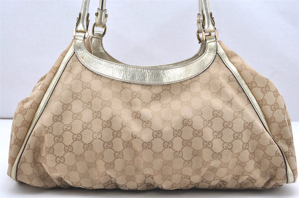 Authentic GUCCI Abbey Shoulder Tote Bag GG Canvas Leather 189835 Beige 5081K