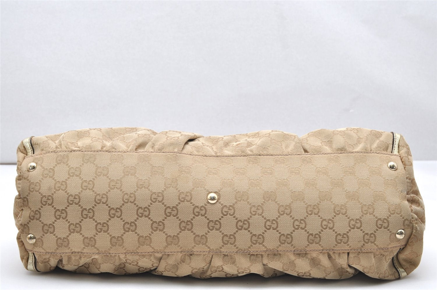 Authentic GUCCI Abbey Shoulder Tote Bag GG Canvas Leather 189835 Beige 5081K
