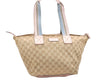 Authentic GUCCI VIntage Shoulder Tote Bag GG Canvas Leather 131230 Beige 5082K