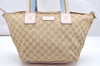 Authentic GUCCI VIntage Shoulder Tote Bag GG Canvas Leather 131230 Beige 5082K