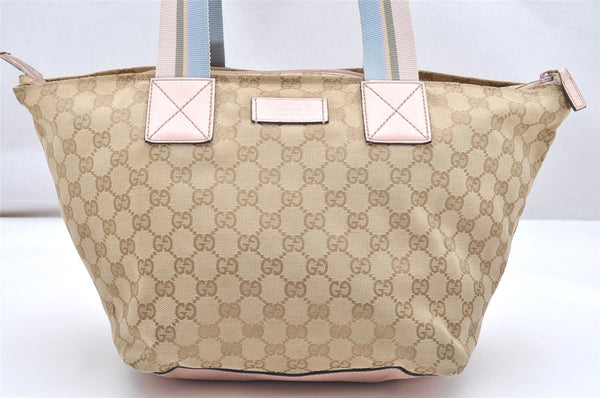 Authentic GUCCI VIntage Shoulder Tote Bag GG Canvas Leather 131230 Beige 5082K