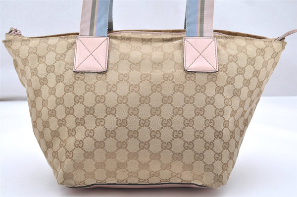 Authentic GUCCI VIntage Shoulder Tote Bag GG Canvas Leather 131230 Beige 5082K