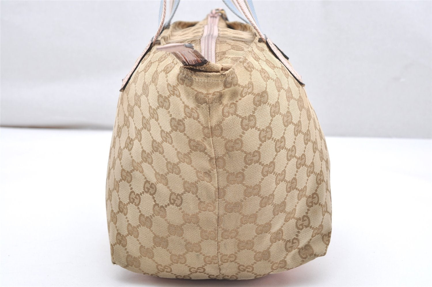 Authentic GUCCI VIntage Shoulder Tote Bag GG Canvas Leather 131230 Beige 5082K