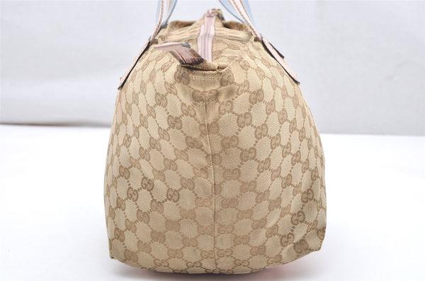 Authentic GUCCI VIntage Shoulder Tote Bag GG Canvas Leather 131230 Beige 5082K