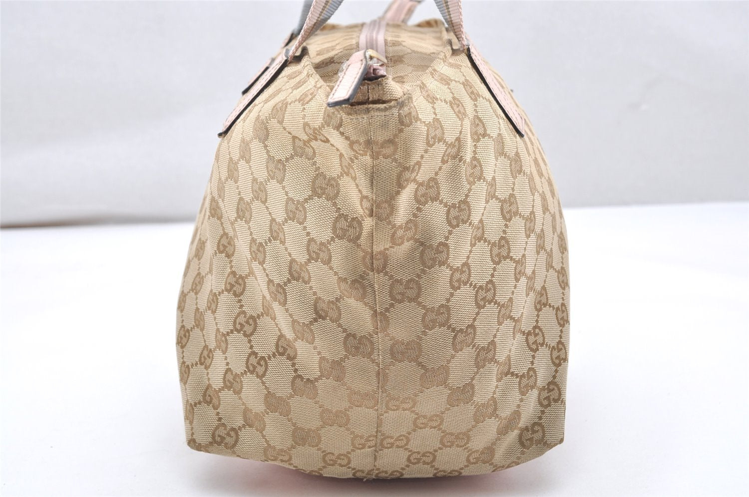 Authentic GUCCI VIntage Shoulder Tote Bag GG Canvas Leather 131230 Beige 5082K