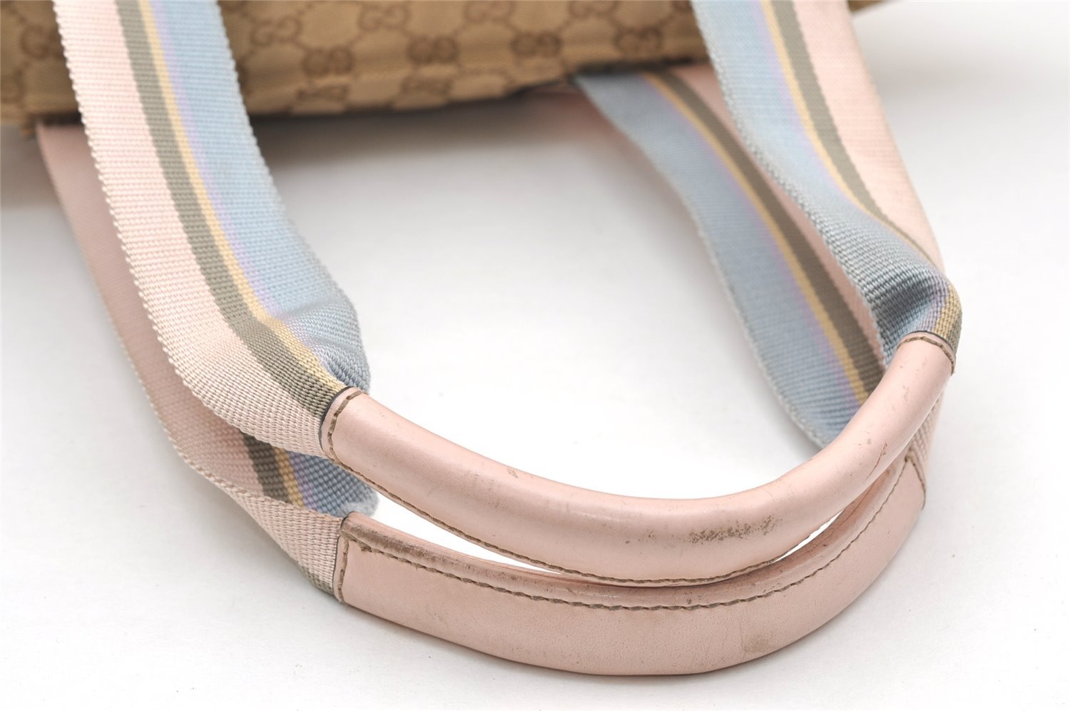 Authentic GUCCI VIntage Shoulder Tote Bag GG Canvas Leather 131230 Beige 5082K
