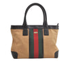 Authentic GUCCI Web Sherry Line Tote Bag Canvas Leather 0021119 Beige 5083K