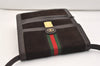 Authentic GUCCI Web Sherry Line Shoulder Cross Bag Suede Leather Brown 5084J