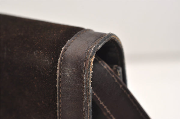 Authentic GUCCI Web Sherry Line Shoulder Cross Bag Suede Leather Brown 5084J