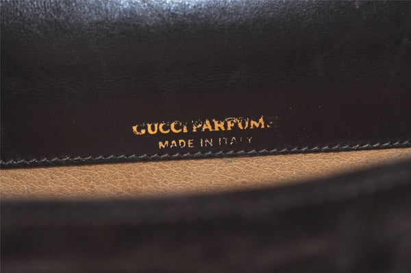 Authentic GUCCI Web Sherry Line Shoulder Cross Bag Suede Leather Brown 5084J