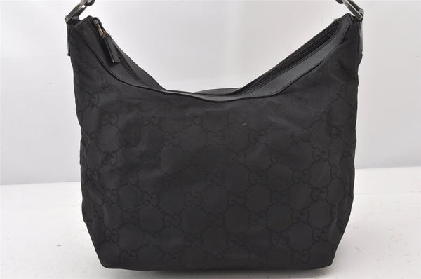 Authentic GUCCI Bamboo Shoulder Hand Bag Purse Nylon Leather 0000531 Black 5084K