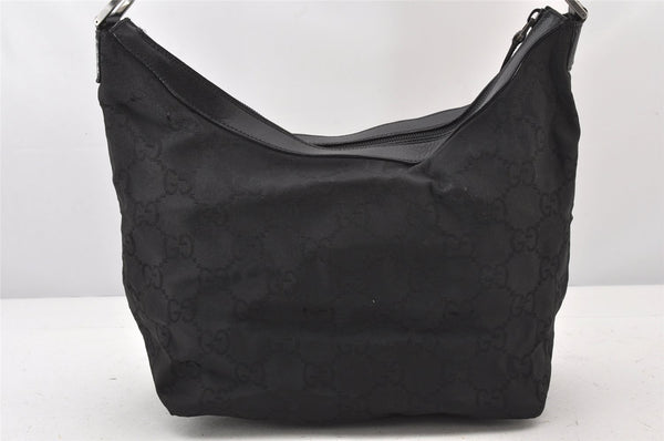 Authentic GUCCI Bamboo Shoulder Hand Bag Purse Nylon Leather 0000531 Black 5084K