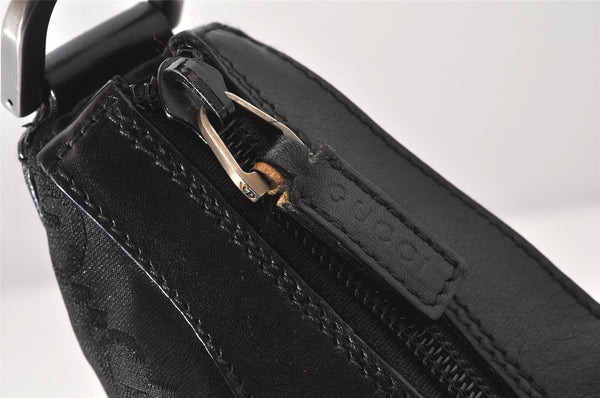Authentic GUCCI Bamboo Shoulder Hand Bag Purse Nylon Leather 0000531 Black 5084K