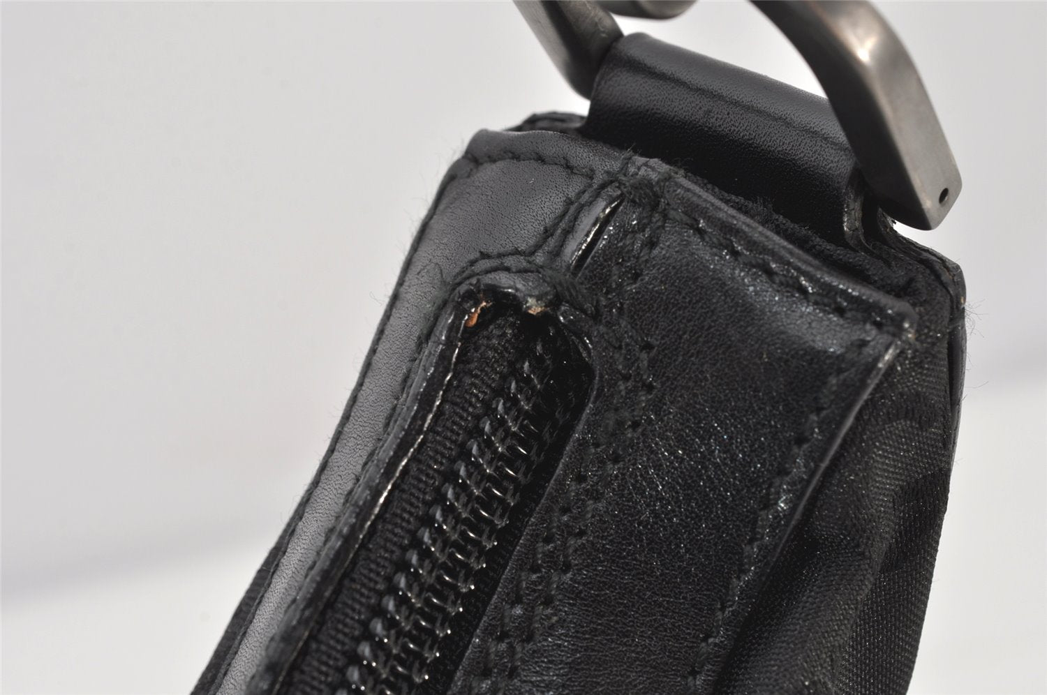 Authentic GUCCI Bamboo Shoulder Hand Bag Purse Nylon Leather 0000531 Black 5084K