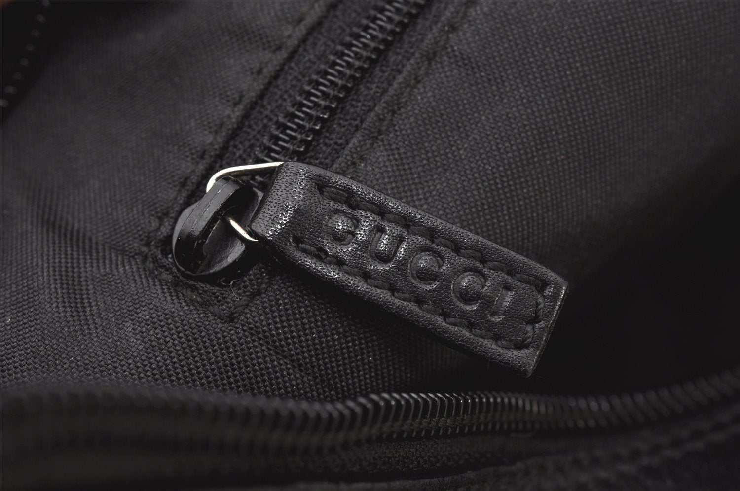 Authentic GUCCI Bamboo Shoulder Hand Bag Purse Nylon Leather 0000531 Black 5084K