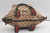 Authentic GUCCI Web Sherry Line Tote Bag GG Canvas Leather 131228 Brown 5085K