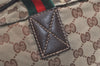 Authentic GUCCI Web Sherry Line Tote Bag GG Canvas Leather 131228 Brown 5085K