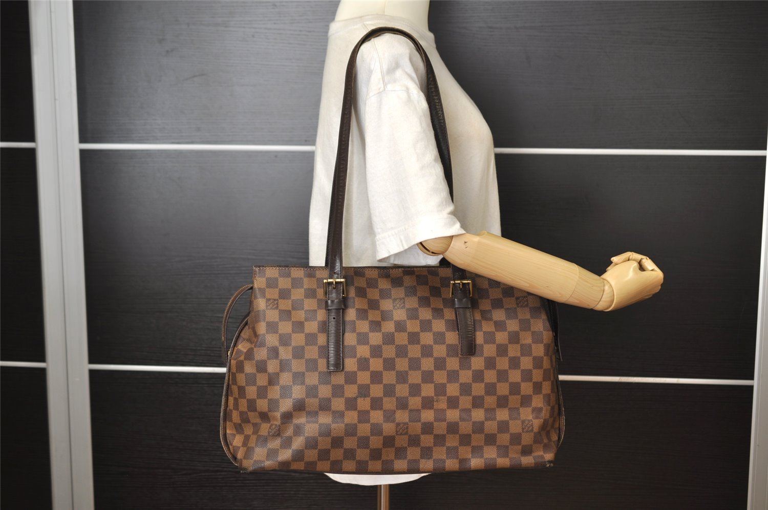 Authentic Louis Vuitton Damier Chelsea Shoulder Tote Bag N51119 LV 5086I